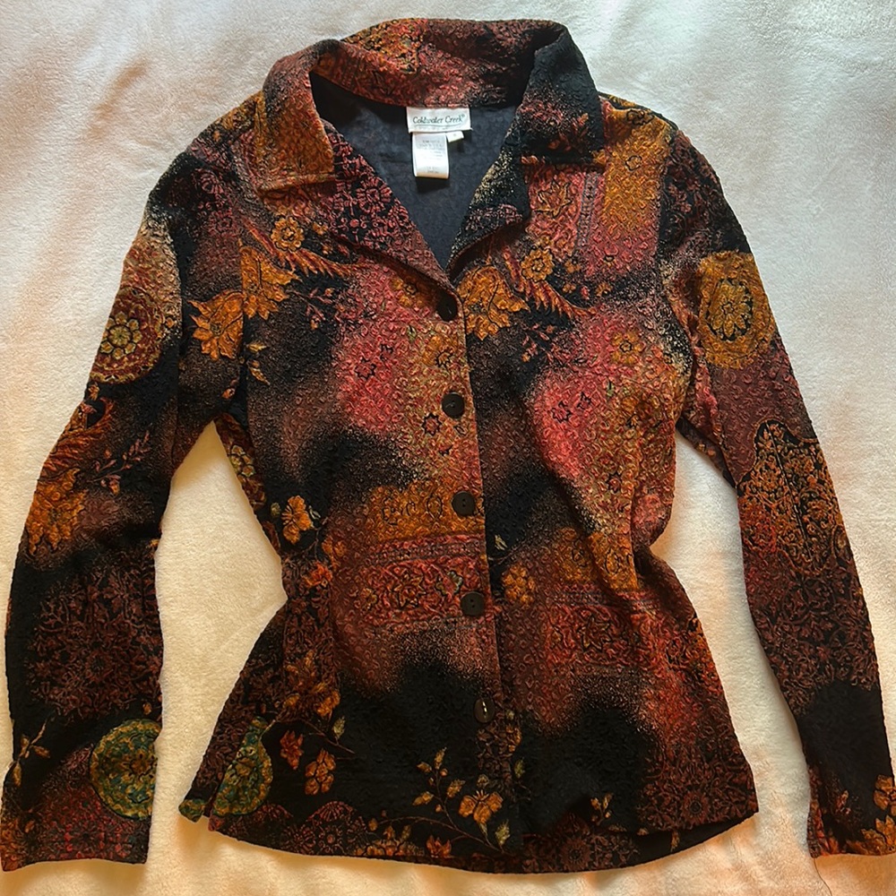 Vintage Coldwater Creek Fall Patterned Button Down
